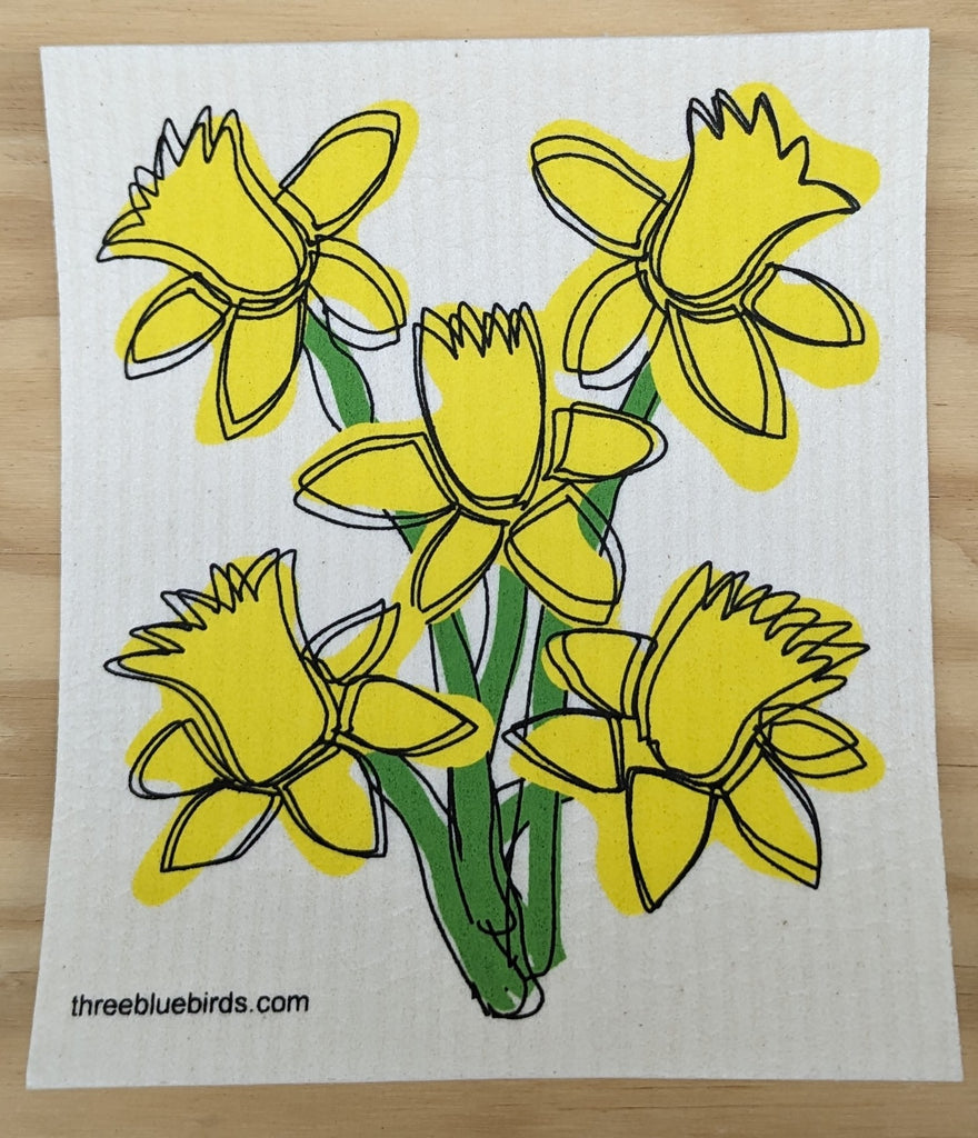 Three Bluebirds Swedish Dishcloths - Daffodils Swedish Dishcloth