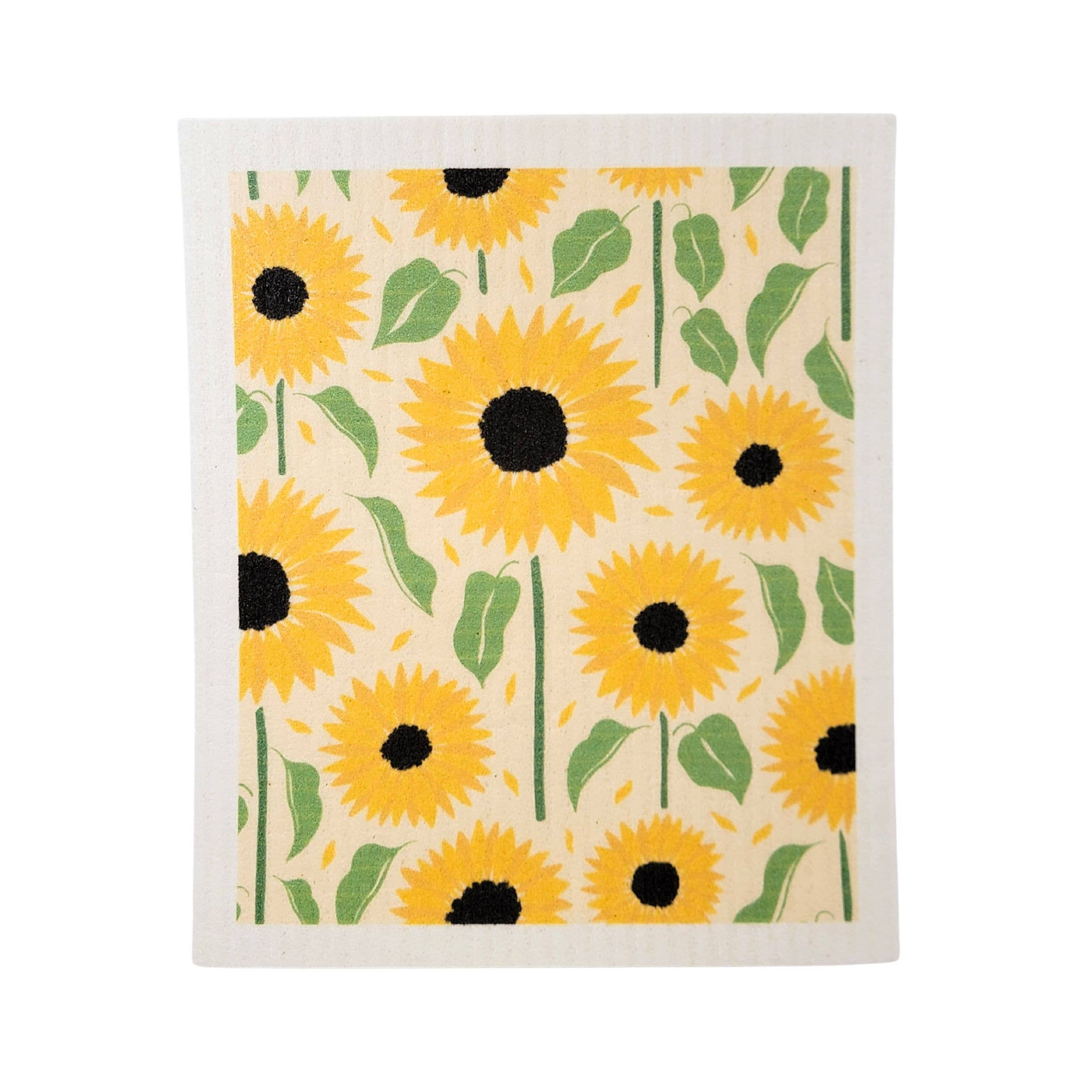 Green Sunflowers Swedish Dishcloth