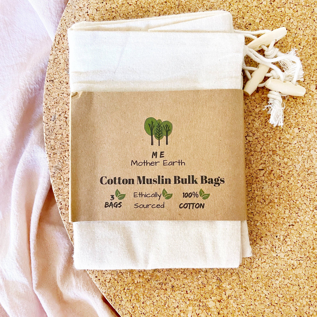 Me Mother Earth - Cotton Muslin Bulk Shopping Bags 3-Pack