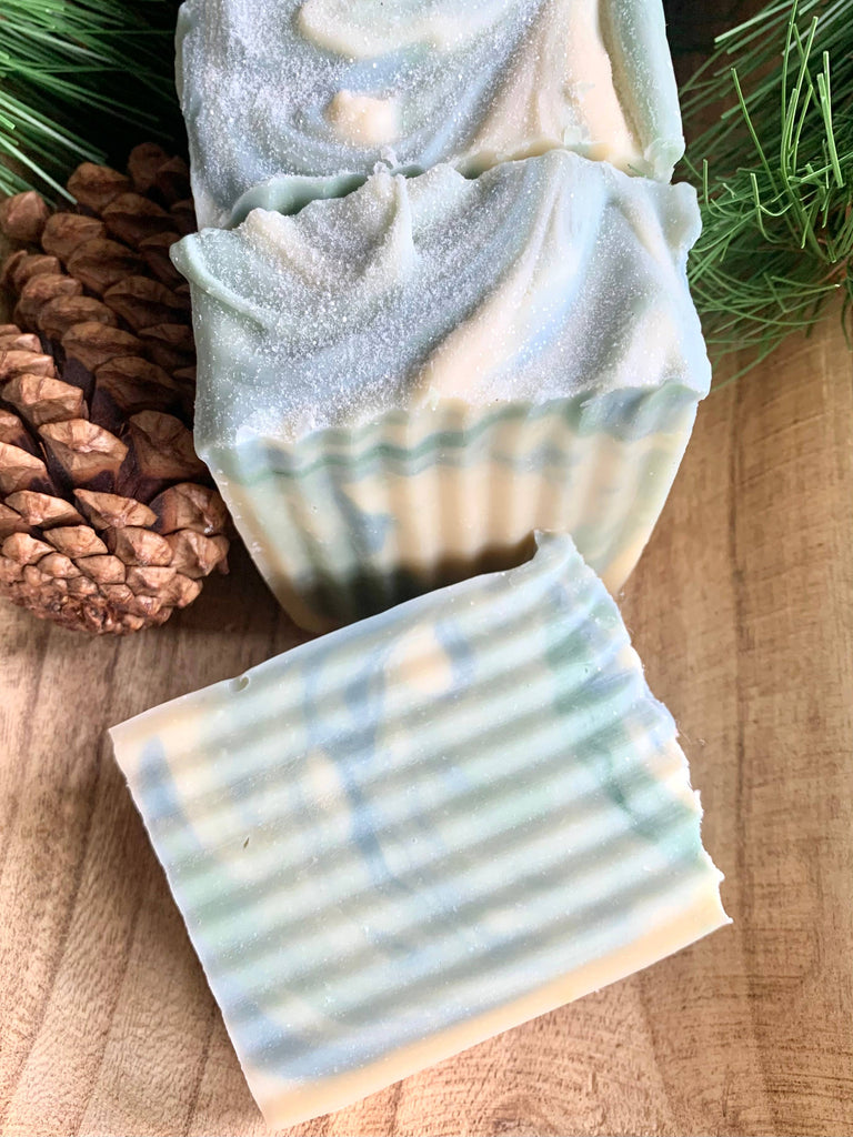 Burlap Soap Co - Winter Wonderland Frosted Pine + Cedar Goats Milk Soap
