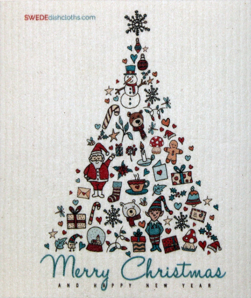SWEDEdishcloths - Swedish Dishcloths Christmas Tree Collage Sponge Cloth